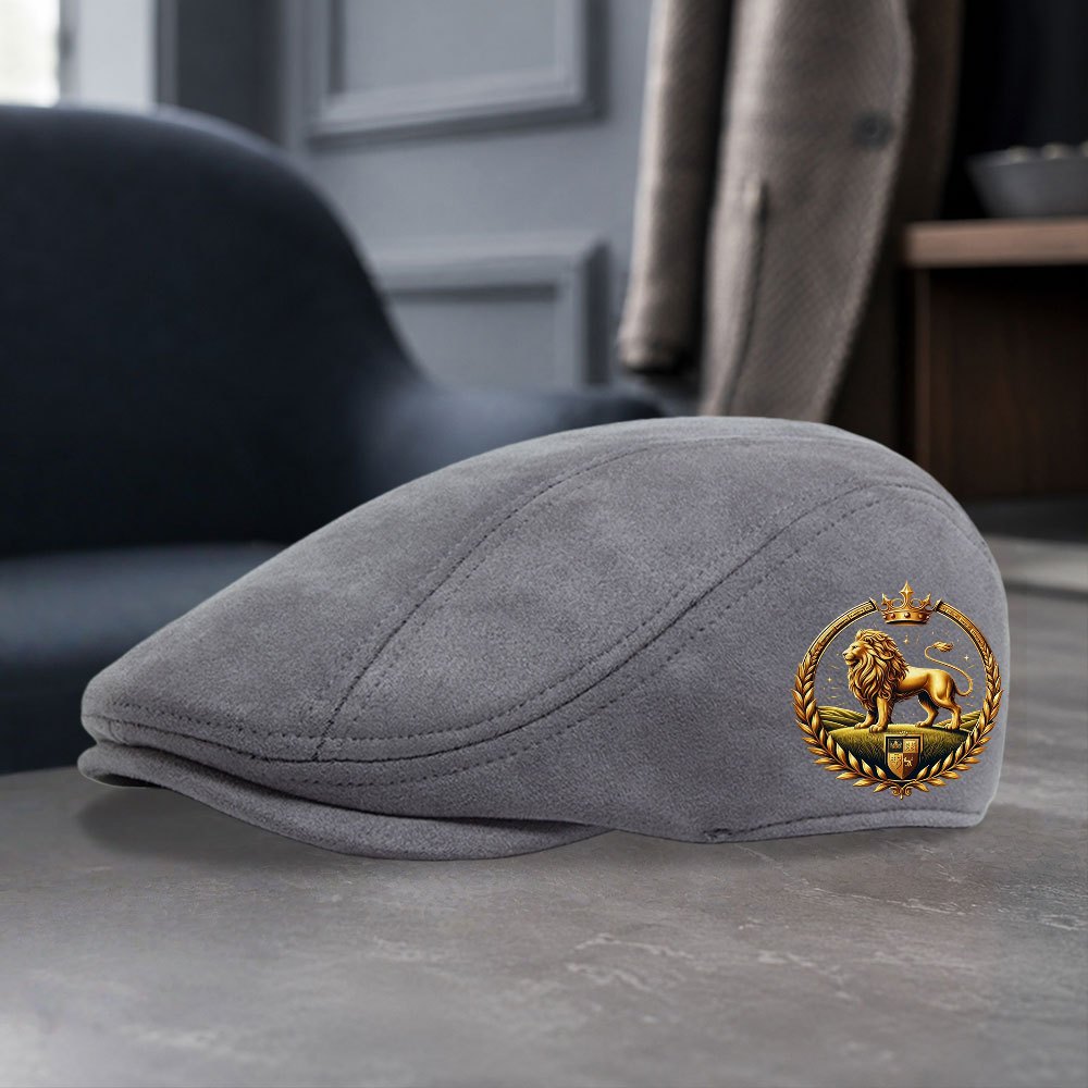 TEMU Lion Crown Badge Printed Classic Retro Beret Hat Spring Autumn British Newsboy Cap Suitable For Outdoor Sports Casual Fashion Activities Travel