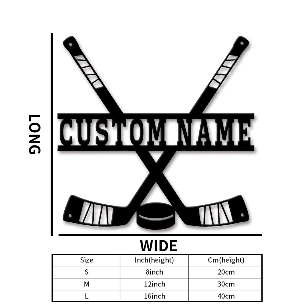 TEMU 1pc Panneau Personnalisé de Hockey - Numéro Maillot en Métal avec Nom/Numéro - Montage Mural en Fer pour Caverne d'Homme, Chambre - Cadeau