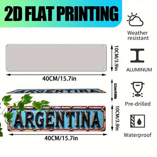 2d flat 1pc of 2 metal aluminum wall sign featuring argentina 40 64cm x 10 16cm a minimalist durable and versatile indoor outdoor decorative sign suitable for home decor cottages bathrooms cafes garages