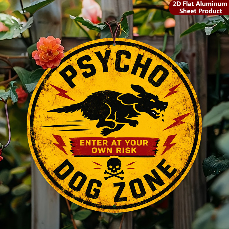 TEMU 2d Flat, 1pc, Dog Round Sign, Zone Vintage Decorative Plaque, Warning Porch Decorations, Wall Decorations, Home Decor, Room Decor, Signs 20x20cm
