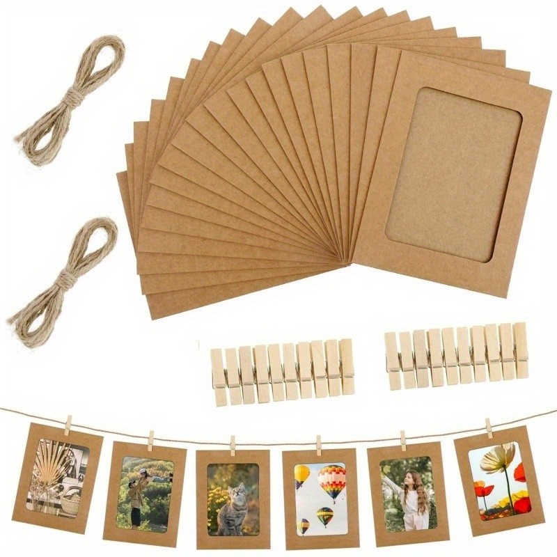TEMU 20pcs Paper Photo Frames Diy Photo Hanging Banner Kit Home Wedding Party Decor