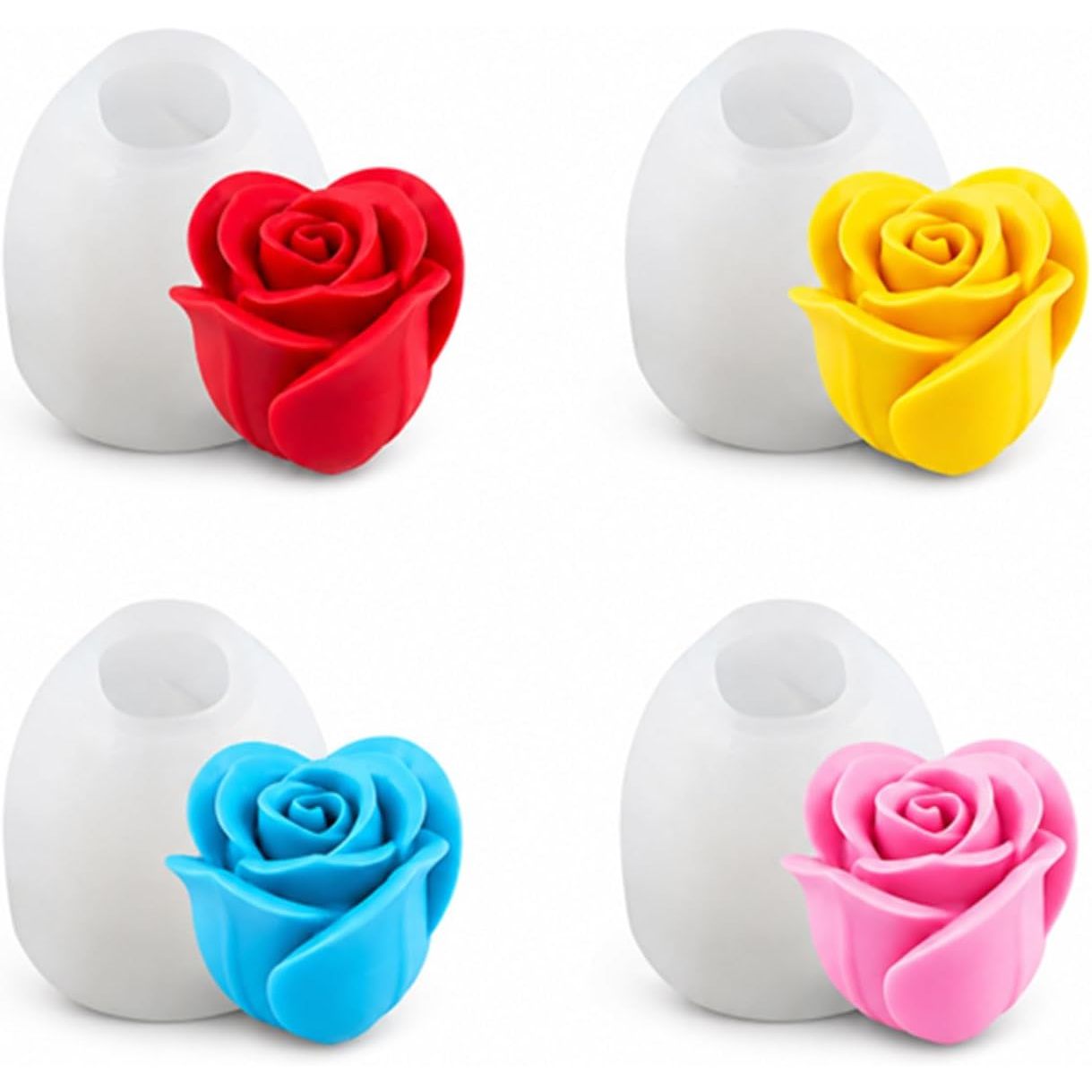TEMU Stampo per candele a forma da 4 pezzi, Stampo in silicone per realizzare candele, Stampo decorativo a forma 3D per aromaterapia, , Stampo fai da