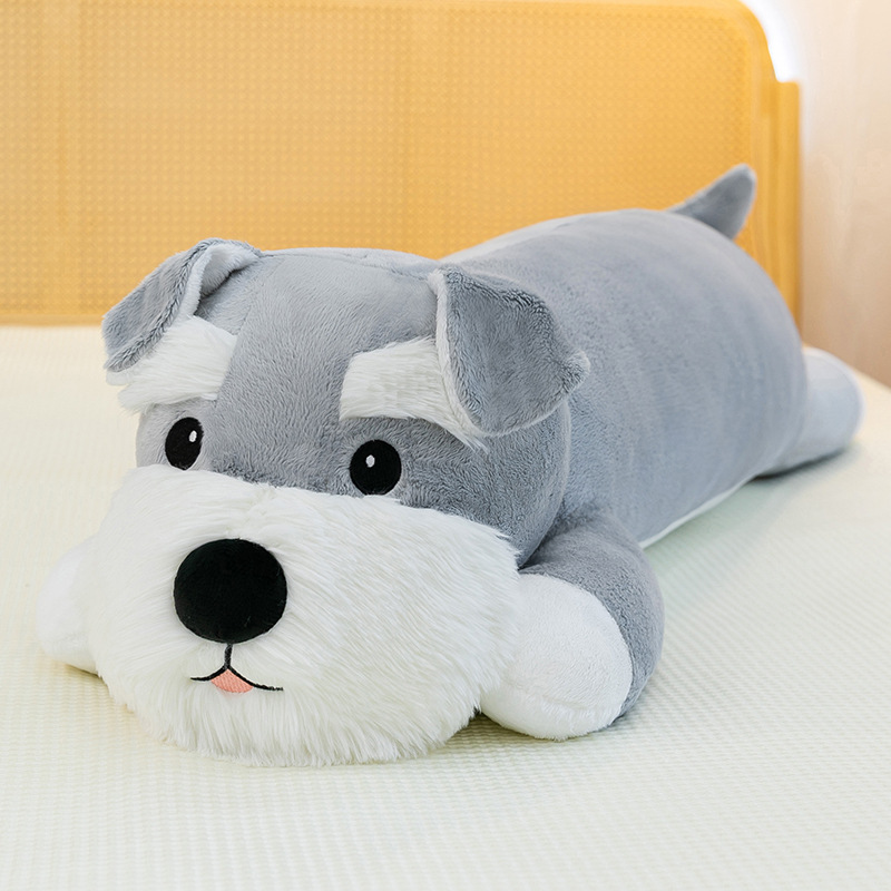 TEMU 大型シュナウザー子犬ぬいぐるみ - リアルなグレーシュナウザー、柔らかいシェニール生地、抱きしめて遊べるトレーニング用ぬいぐるみ、子犬や犬に最適