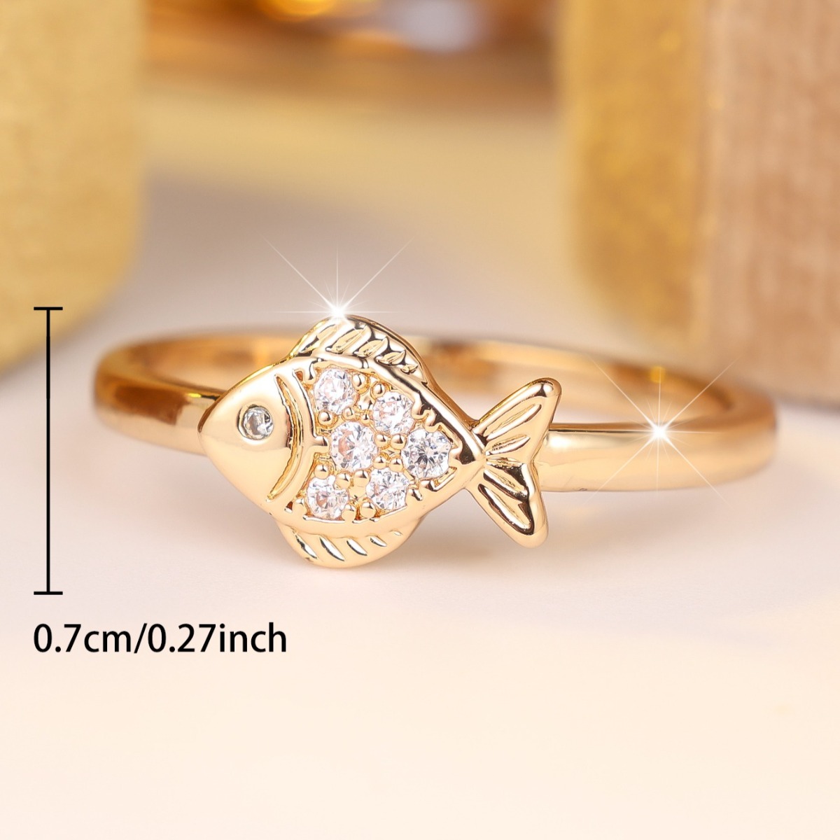Men's Elegant Polished Fish-Shaped Synthetic Zircon Ring