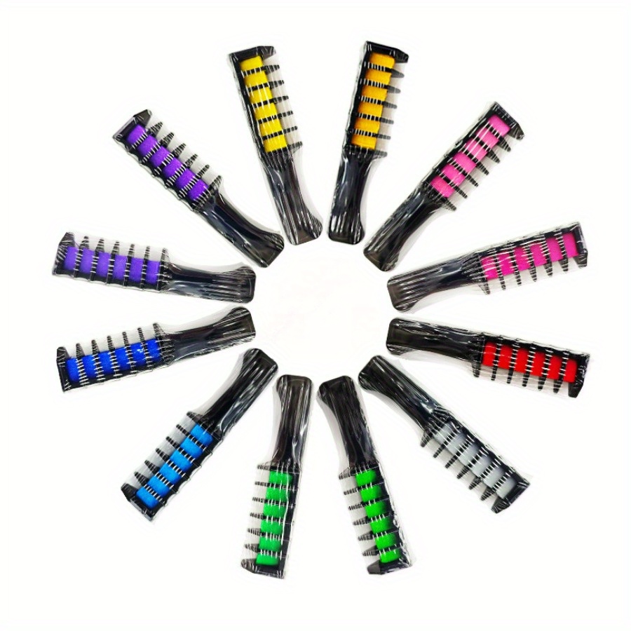 1pc mini temporary hair dye comb with plastic brush bristles random handle multi color for diy semi permanent hair chalk temporary color for women men holiday parties washable hair color Product details 3