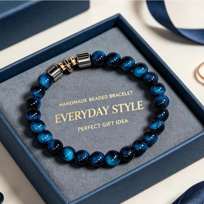 TEMU 's Eye Round Beads With Round Beads And Golden Accents, Suitable For Men' Commutes And Casual Outfits