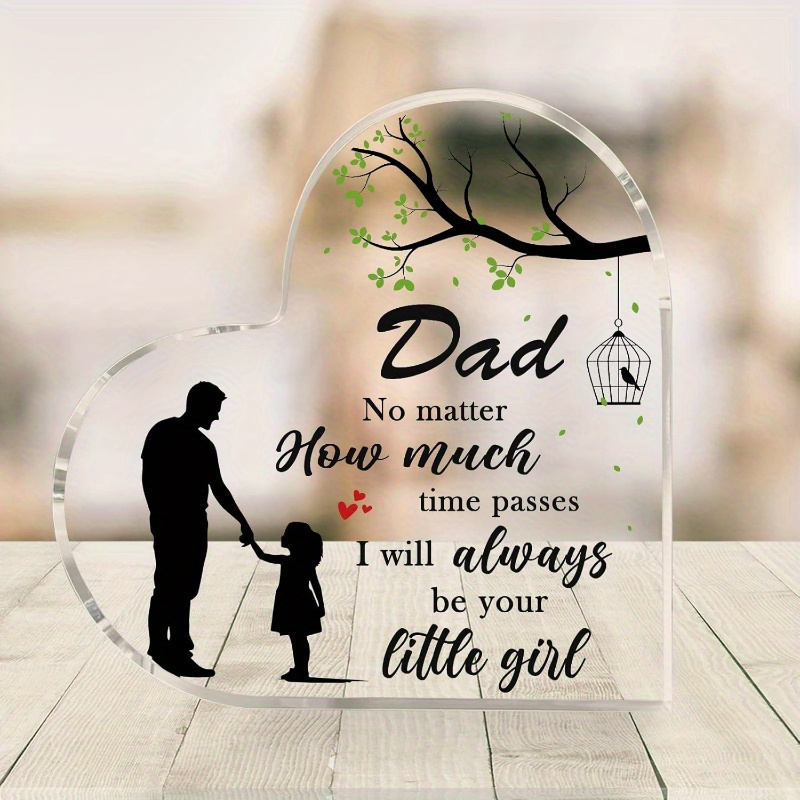 TEMU 2d Flat, Gift To Dad - Heart-shaped Acrylic Plaque With Daughter-dad Design, Classic Keepsake For Father's Day, Birthday, Christmas - Name
