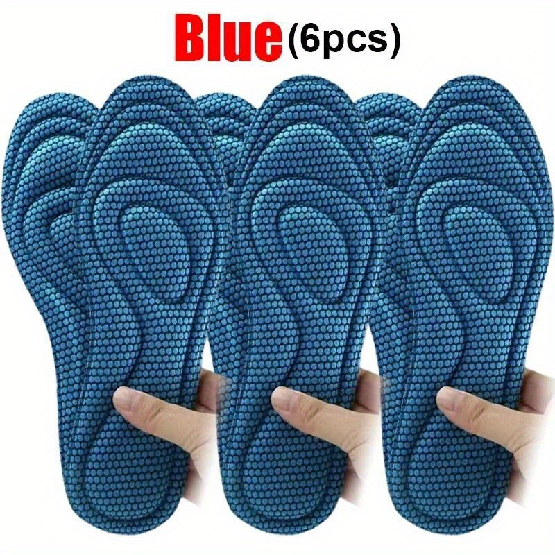 TEMU 6pcs Durable Memory Foam Athletic Insoles, High Elasticity Arch Support Replacement Insoles, Shock Absorbing And Sweat-absorbent, Unisex