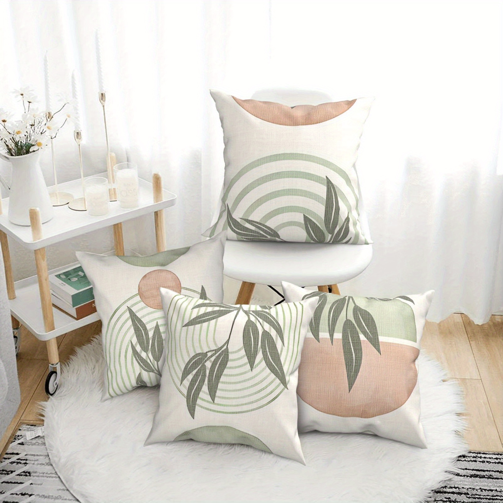 

4pcs Bohemian Linen Blend Throw Pillow Covers, Geometric Abstract Decorative Cushion Cases, Machine Washable, Zipper Closure, With Pillow Inserts Not Included For Living Room, Bedroom, Sofa