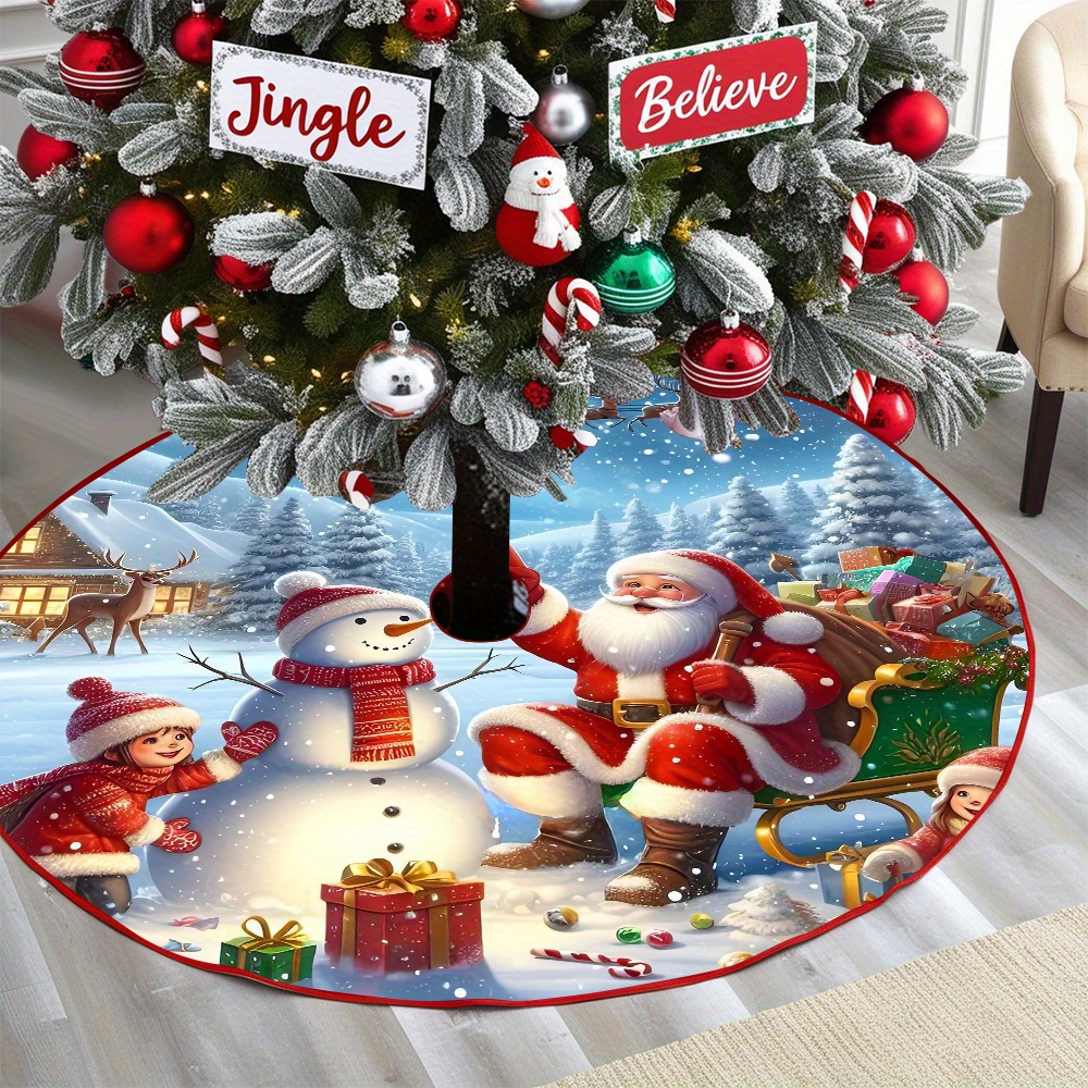 

Santa Claus Christmas Tree Skirt - Polyester, Decor, Ideal Holiday Gift, Christmas Decor