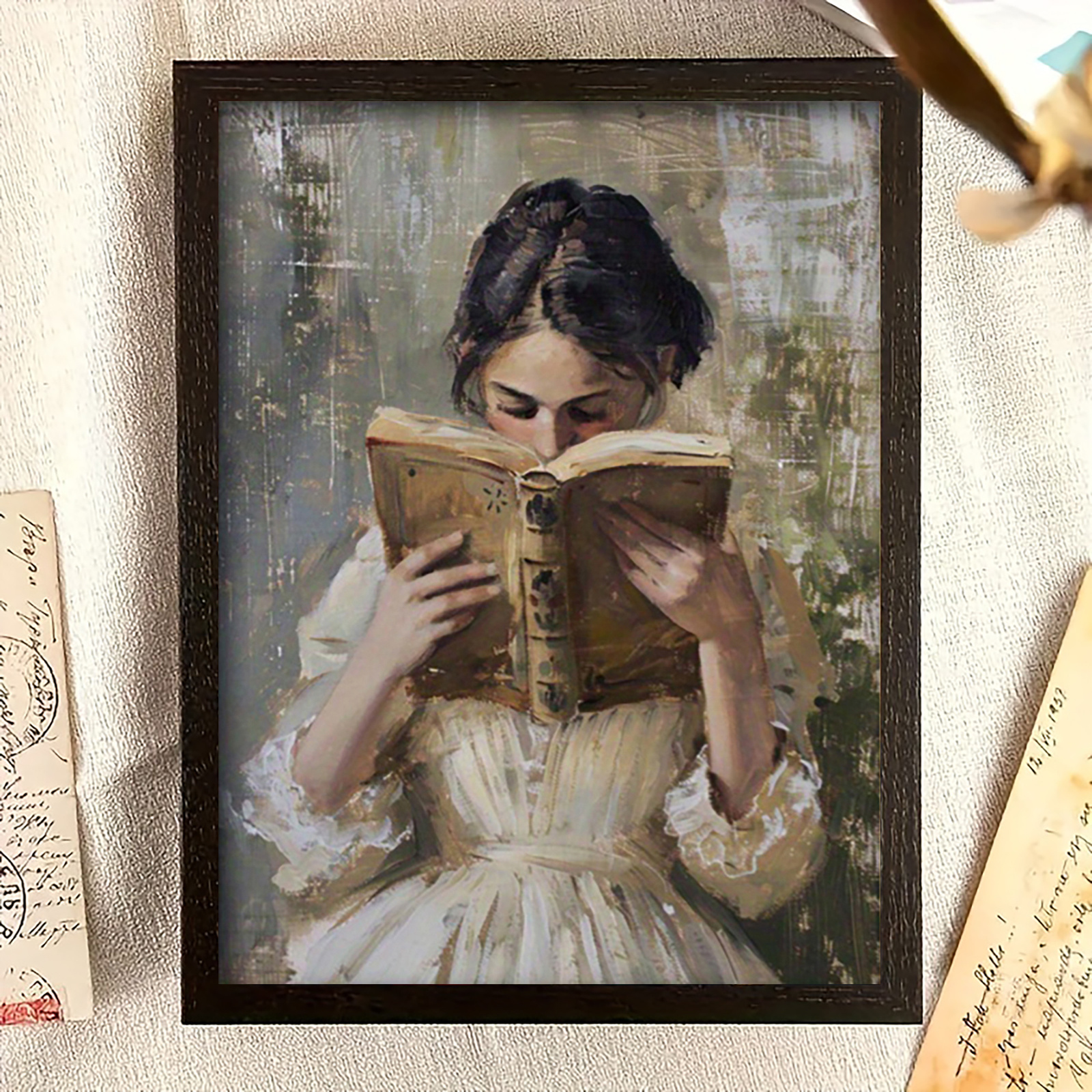 

Room Decor Vintage-style Reading Lady Canvas Art Print, 12x16 Inch Poster, Ideal For Living Room, Bedroom, Office, Dining Room, Bar Wall Decor, Perfect Gift And Decoration