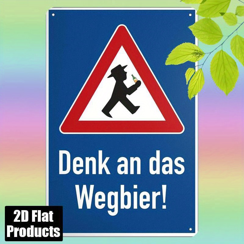 E-shop Lustiges deutsches Warnschild "Denk an Das Wegbier!" Retro Metall Wanddekoration - Humorvolles Schild geeignet für - & Karnevalsgeschenke,