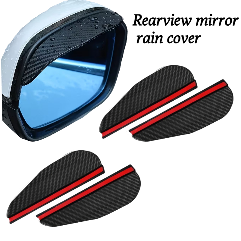 TEMU Lot de 4 Housses de Pluie pour Rétroviseurs de Voiture, Pare-pluie à Texture Épaisse en Fibre de Carbone, Protections de Rétroviseur à Bords