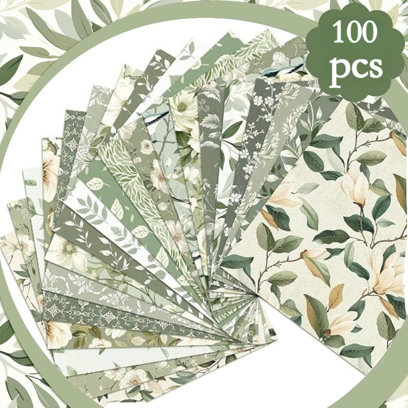 TEMU 100pcs 10*10cm (3.9*3.9in) Grass Theme Series, Printed Handmade Fabric, Handmade , Strips Diy Assembly Craft Materials, Includes Assorted