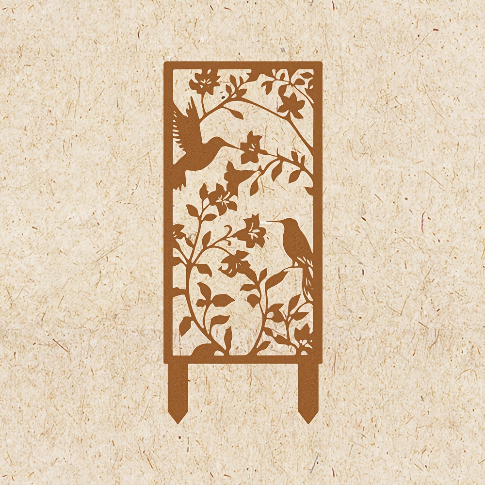 TEMU 2d Flat - 【2d Flat】 2d Flat - [2d Flat] [2d Plane]1pc Rustic Style Faux Rust Metal Hummingbird Screen Garden Stake, Modern Outdoor