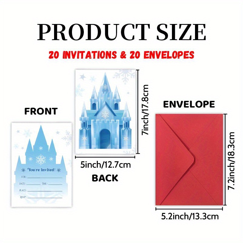 TEMU 20 Cards & 20 Envelopes Letters - Winter Snowflake & Party Invitations Suitable For Birthday, Graduation, Christmas, New Year's Eve Parties -