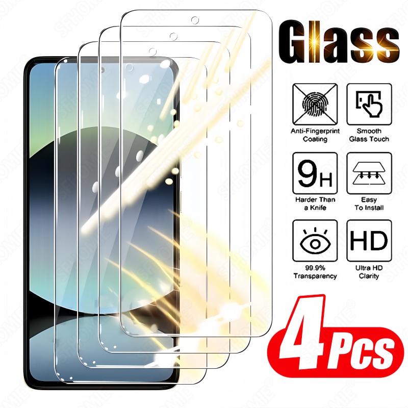 TEMU 4pcs Hd Tempered Glass Screen Protector For Xiaomi For Redmi Note 12 13 14 Pro 4g 5g Glass Film Protection 9h Hardness Tested Anti-scratch Clear