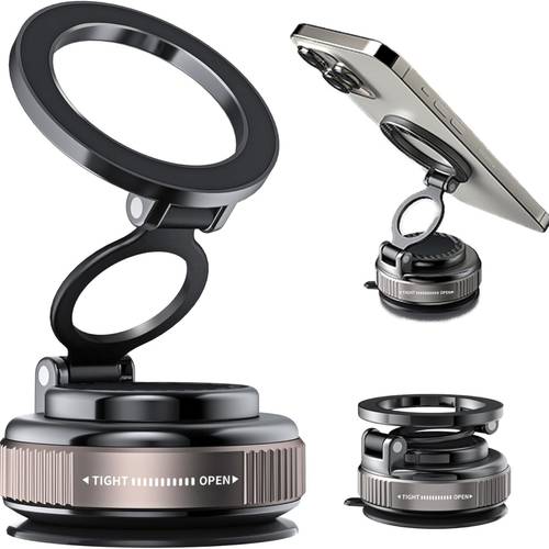 adjustable foldable magnetic phone mount 360 degree rotatable strong vacuum suction cup multi surface use for gym and car compatible with all smartphones