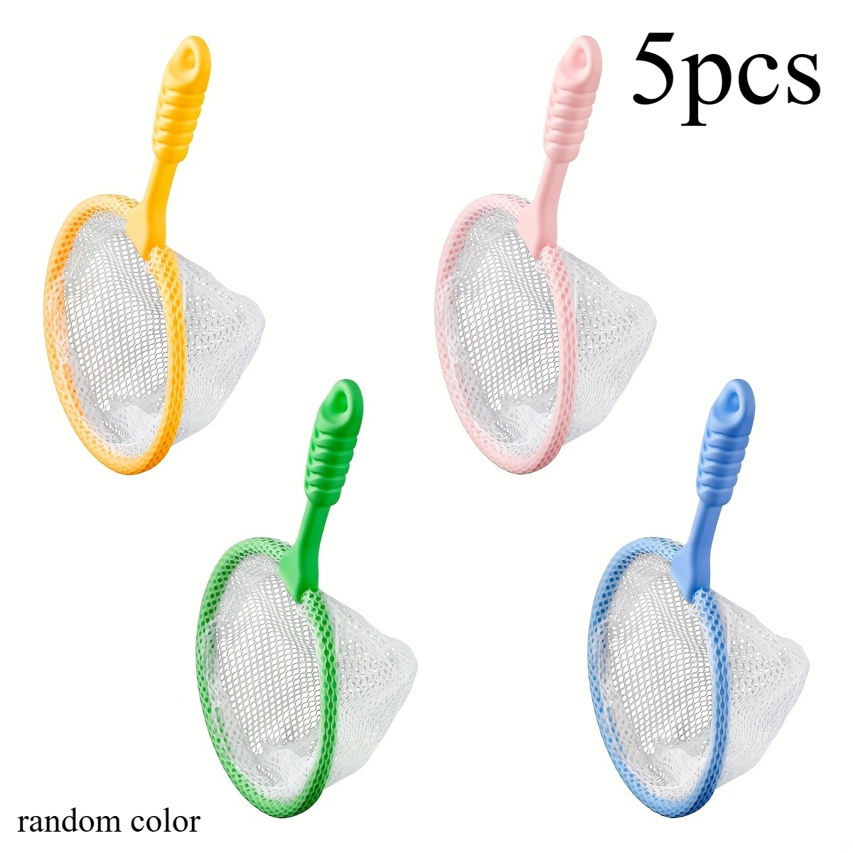Image of 5pcs External Insect Catching Net Bag Gauze Net Set - Lightweight Colored , Pond And Fountain Additions, Pond , Suitable For Backyard Entertainment, Outdoor Camping, And Insect Catching (random Color)
