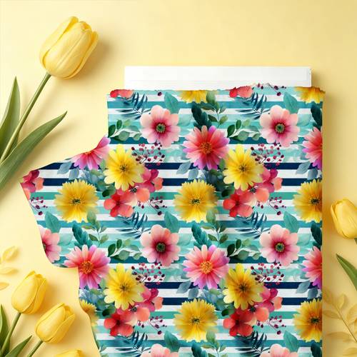 1pc floral pattern fabric multiple sizes soft and comfortable all polyester diy craft fabric suitable for diy crafts diy bags clothing face masks pillowcases throw pillows bedding curtains etc