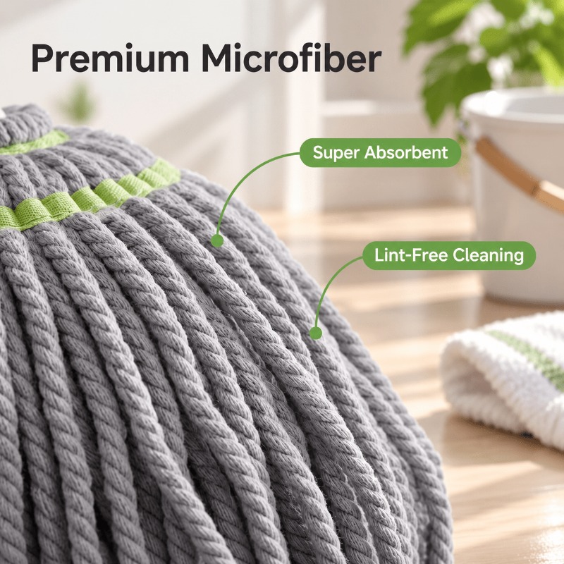 3pcs Set [Hand-Free Rotating Microfiber Mop X1 And Hook X2] with... product image 8