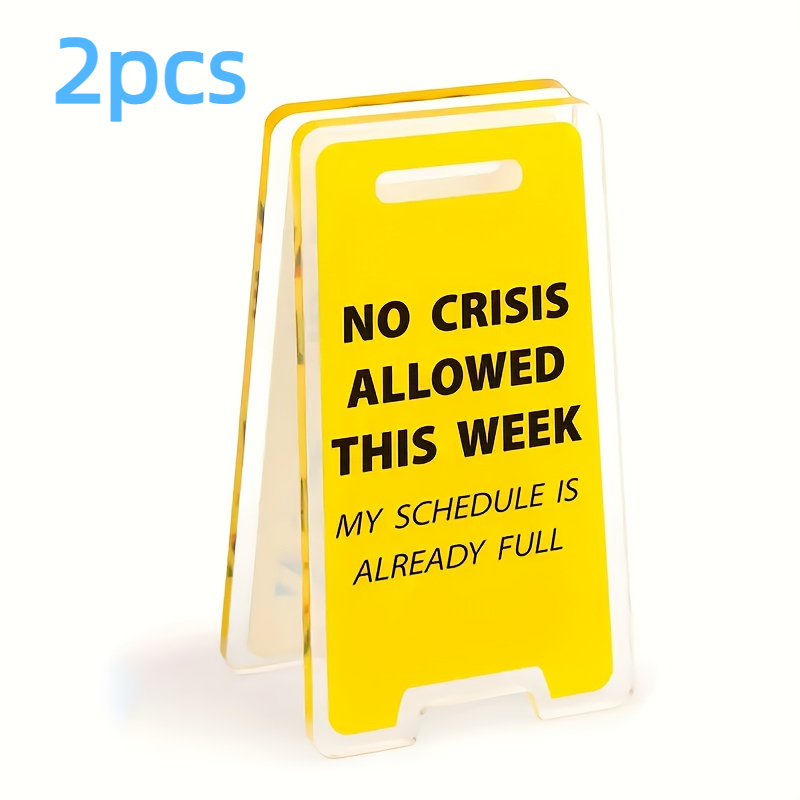 TEMU 2d Flat, 2pcs " This Week" Funny Acrylic Desk Sign & Hanging Decor - Suitable For Car Dashboard, Office Decoration, Home Accessory - Humorous