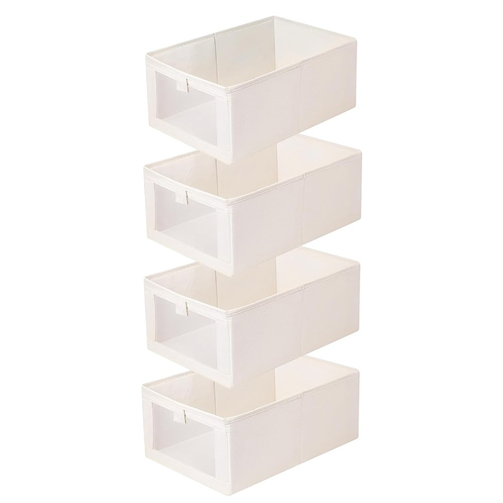 2 4 pack closet organizers and storage storage bins baskets for organization foldable organizer with clear window organizing clothing jeans shelves
