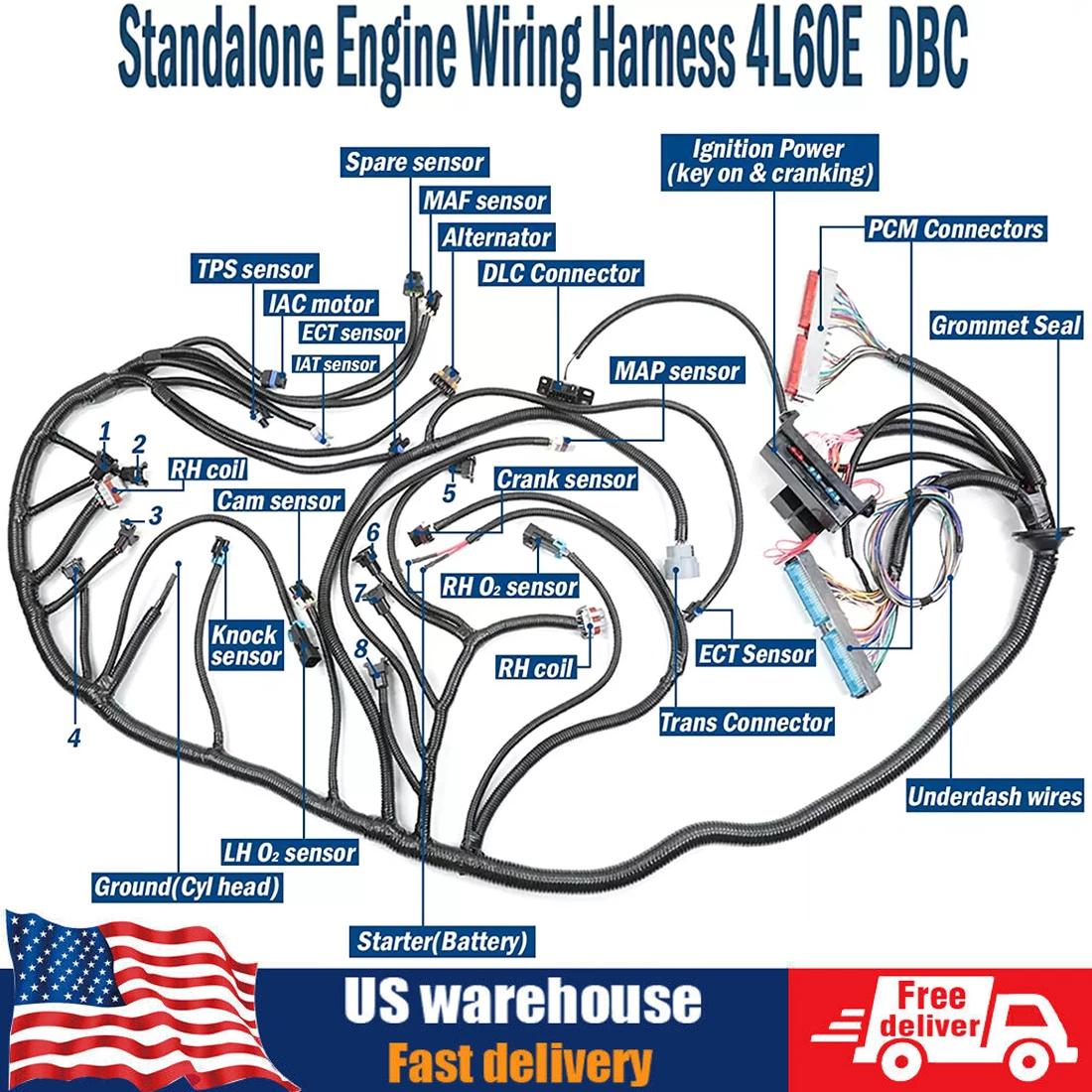Wiring Harness 4l60e Compatible With Gm Dbc Ls1 4. 8 5. 3 6. 0 Engine 1997-2006, W/4l60e Cable