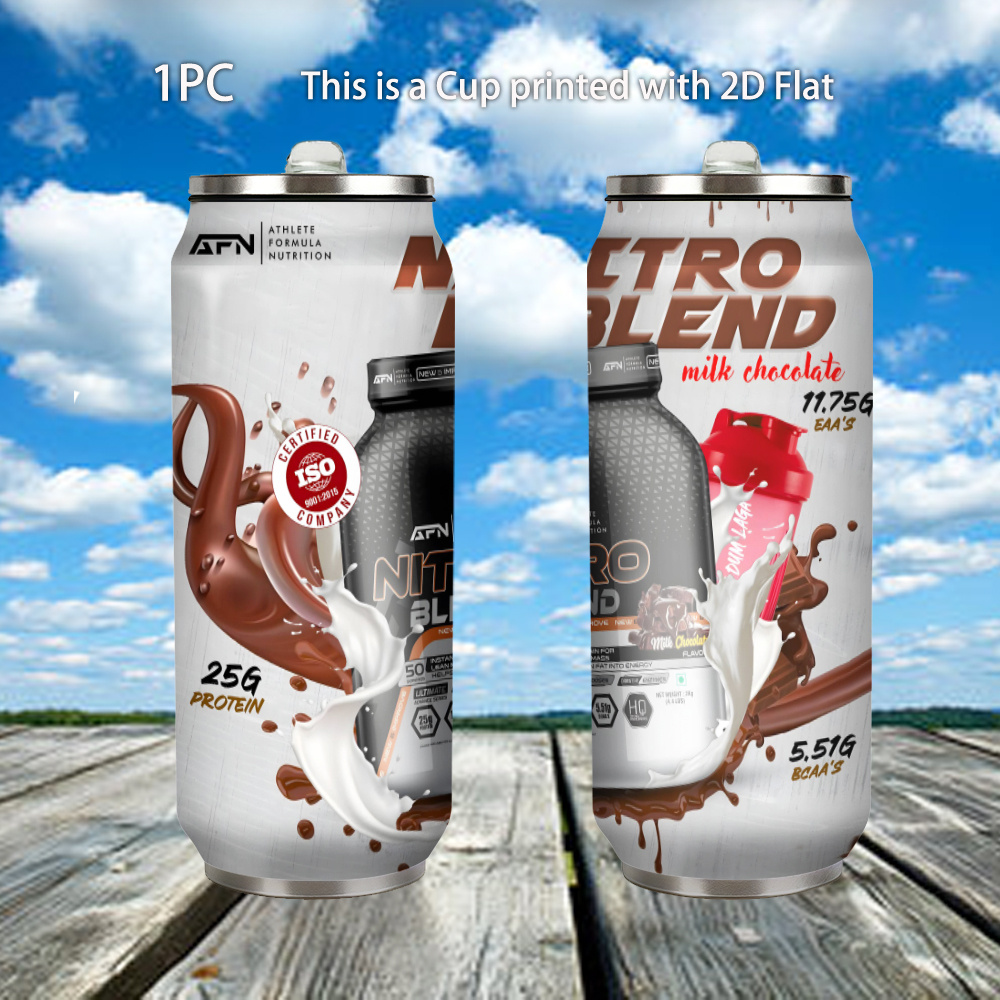 1pc 17oz Nitro Blend Milk Chocolate Protein Powder Tumbler, Stainless Steel Water Cup with Lid - Perfect for Gym Workout, Outdoor Fitness, and Camping Adventures