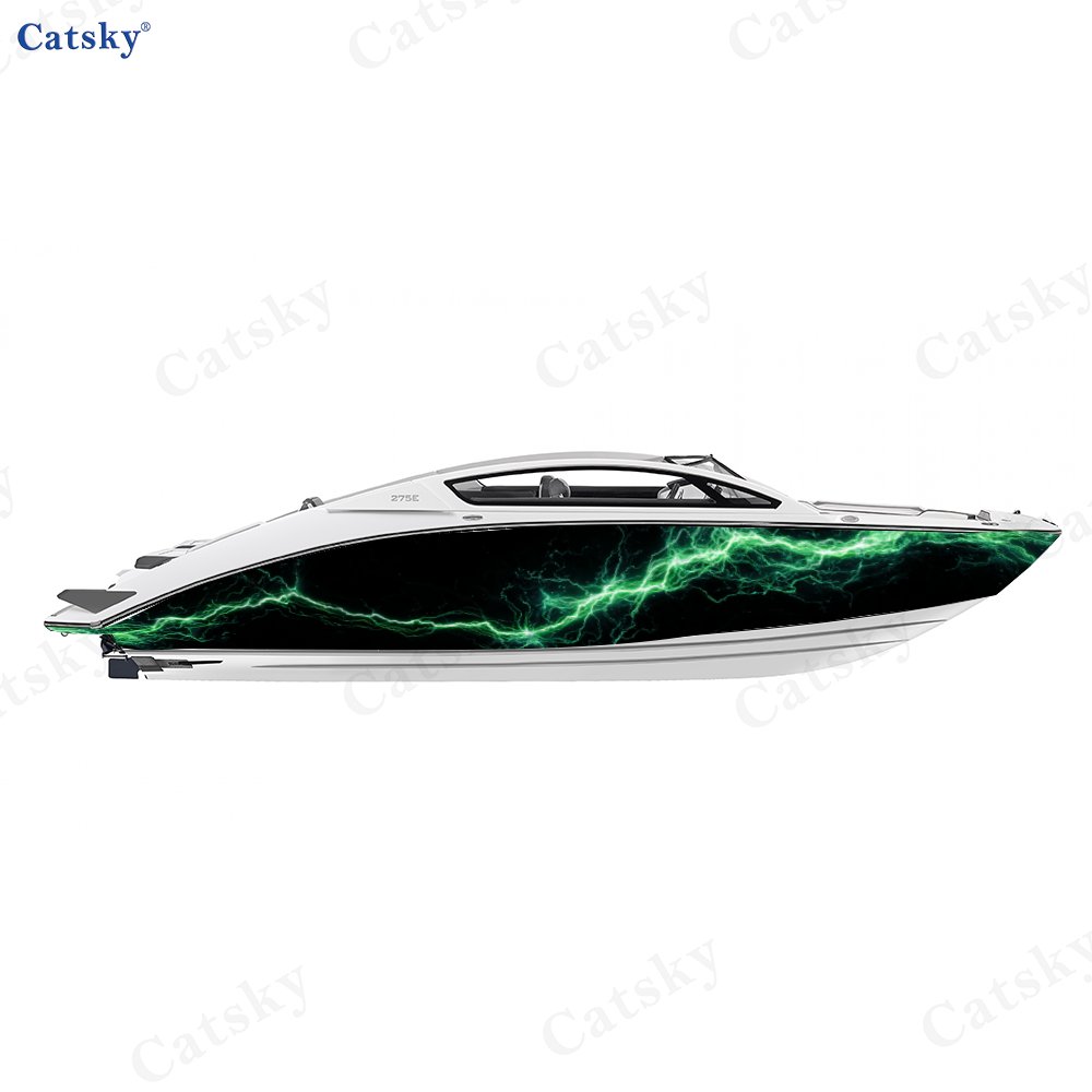 2pcs Self-Adhesive PVC Sticker for Boats, Cloud and Lightning Designs
