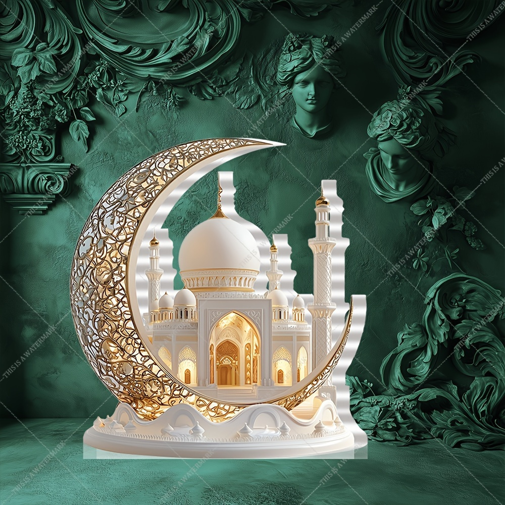 

2d1pcs Bohemian Style Acrylic Mosque Decorations, Multi-functional Home Theme Decoration, Suitable For Home, Bar, Theme Restaurant, Cafe, Ideal Eid Gift