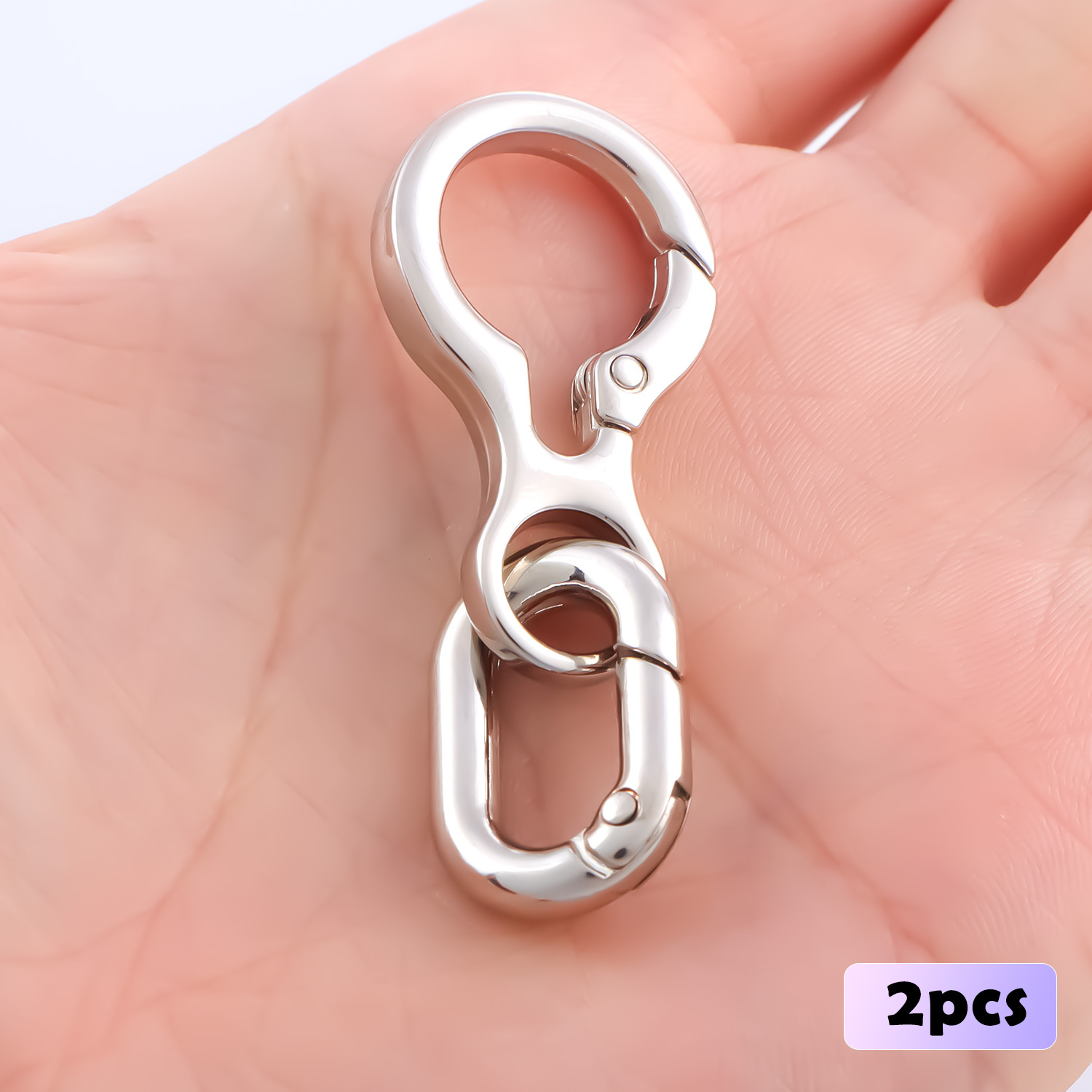 Image of 2pcs Double Opening Swivel Clasp Clips, Metal Swivel Spring Snap Hooks, Key Chain Clip With Key Ring For Diy Keychains, Lanyard Making