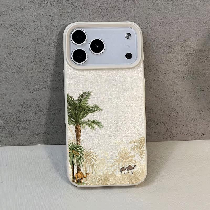 Trda ovitek za telefon z vzorcem in kokosove palme, odporen na padce, z teksturo ličija, primeren za serije Apple iPhone 17 16 15 14 13 12 Pro