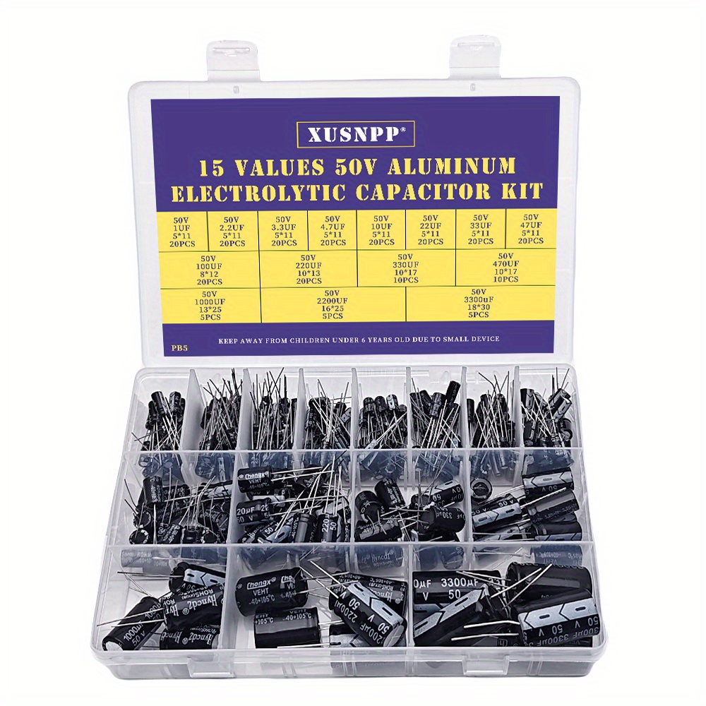 Kit Condensateurs électrolytiques Radiaux 60 Pièces - 12 Valeurs De 1uF à 470uF