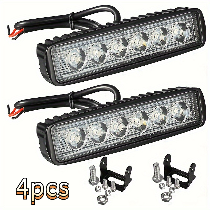 TEMU Set Of 4, 6-inch, 36w Led Work Light Bars For Off-road Use, Compatible With Suvs, , And Trucks - , Without Battery
