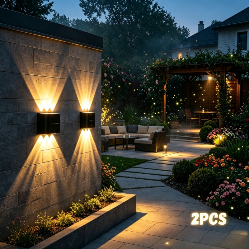 TEMU Lot de 2 - 12 LED Solaires pour Marches, LED d'Extérieur pour Marches, Solaires pour Terrasses, Décoration d'Éclairage Extérieur, Convient pour