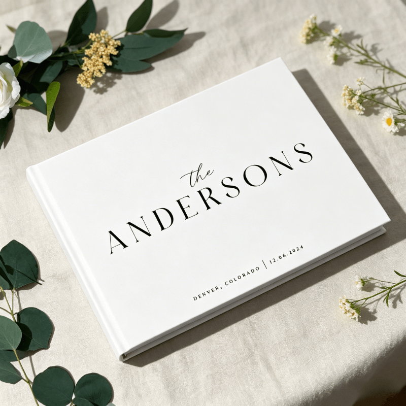 TEMU 1pc Custom Guestbook, Personalized Wedding Guest Signing Book With Names And Dates - Blank Signature Pages, High-quality Paper. Suitable For