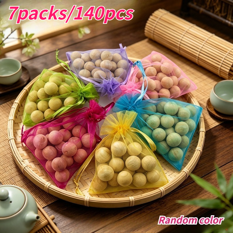 TEMU 7pcs/140pcs, Cedar Balls For Wardrobes And Drawers, Balls For Clothing Storage, The For Wardrobes, Durable And Practical, Random Colors
