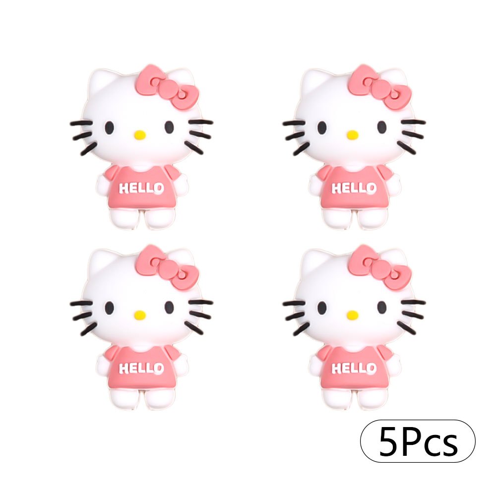 E-shop 5 Stk. Hello Kitty Silikonperlen – Stehende Hello Kitty mit ikonischem rosa Rock & Gesicht, geeignet für DIY-Schmuckherstellung, Armbänder,