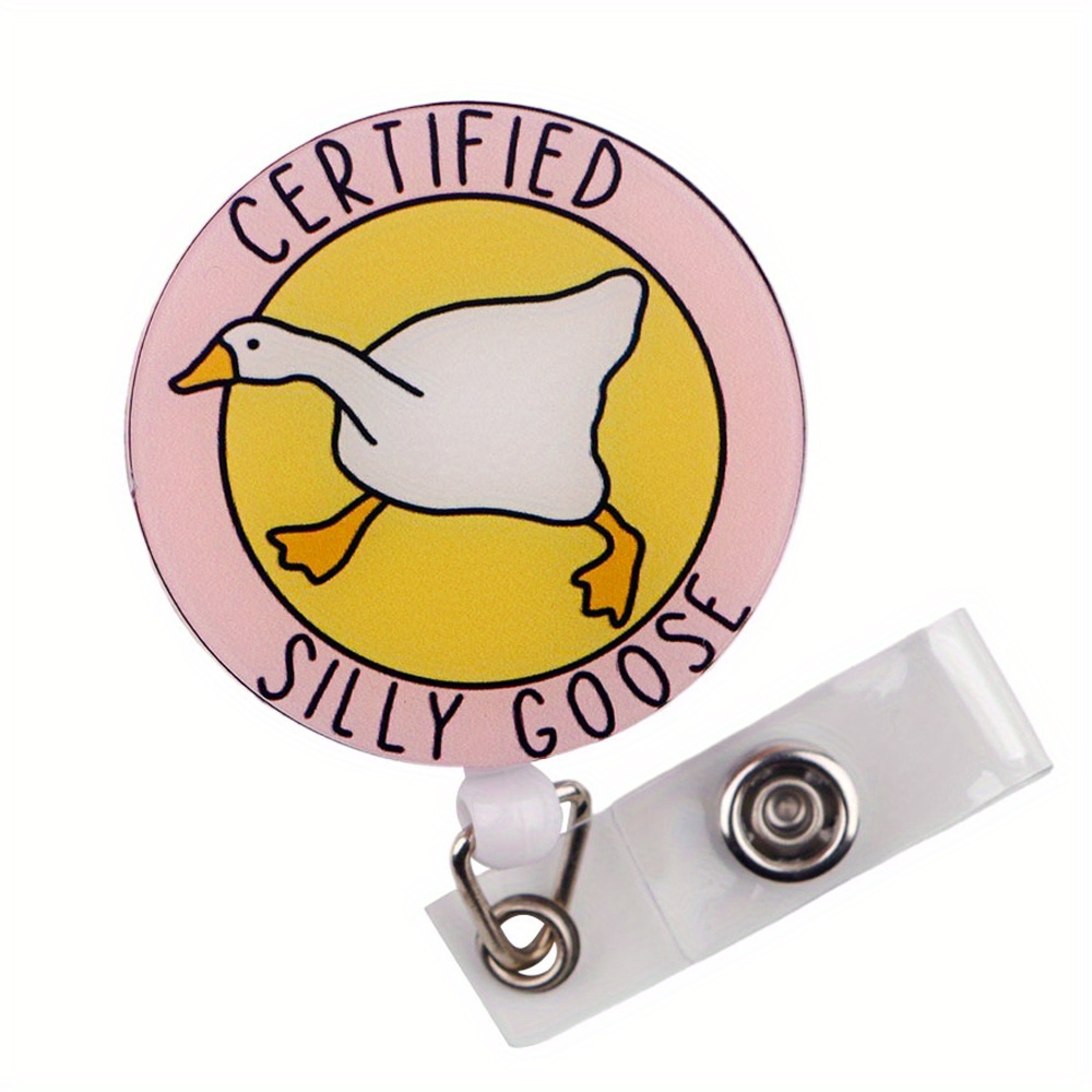 

Silly Goose Acrylic Retractable Id Card Holder Reel, English Text, Nurse Hospital Badge Holder, Office Lanyard With Protective Film