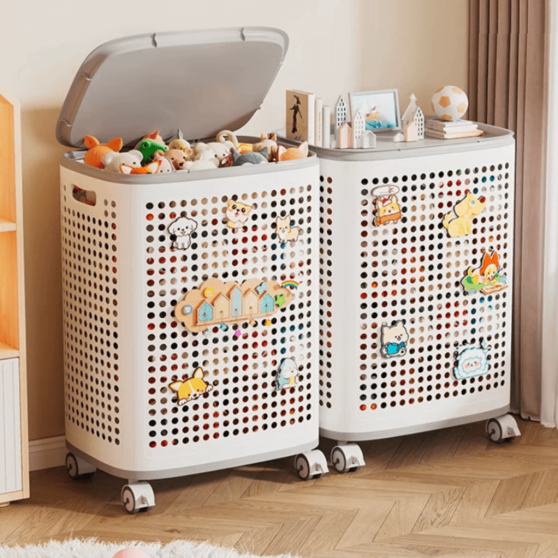 large capacity toy storage basket wheels durable plastic Temu
