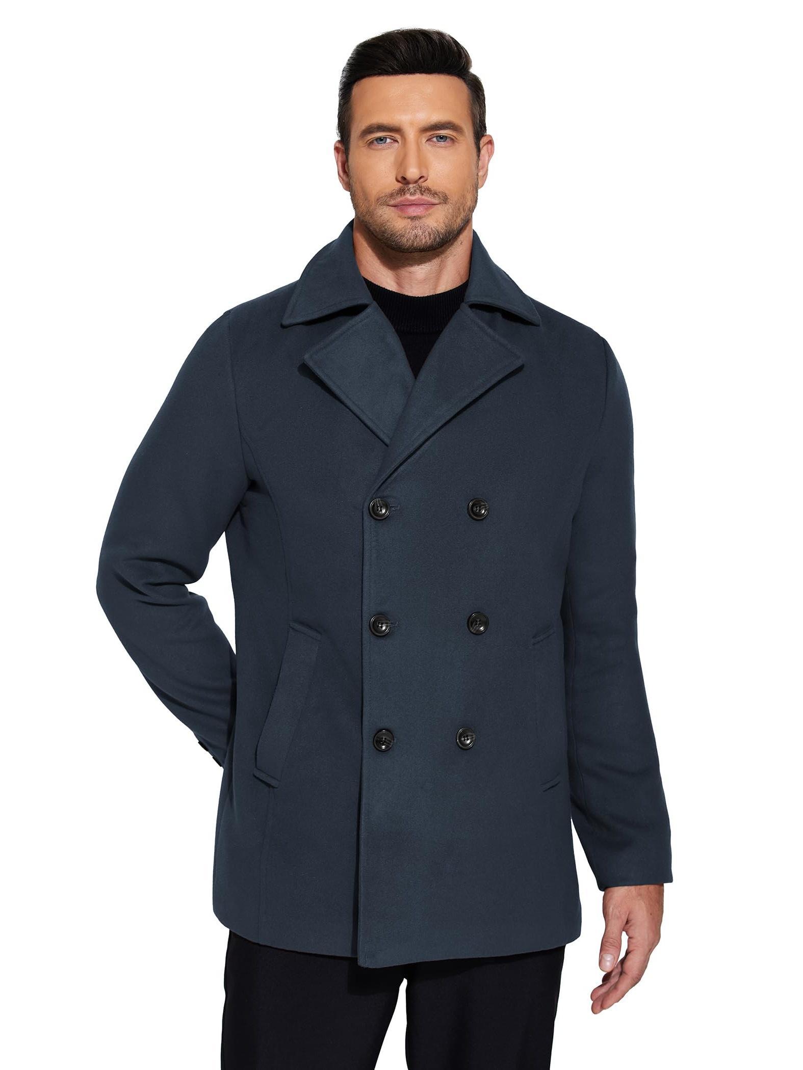 Nautica Mens Peacoat Nautica Double Breasted Wool Blend Peacoat