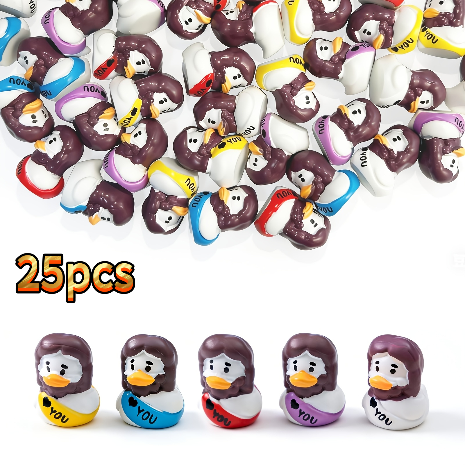 TEMU 25pcs Set Of Random Mini Resin Jesus Duck Figurines, Small Plastic Ducks, Loose Animal Statues That Can Hide Ducks, With Innovative Design,