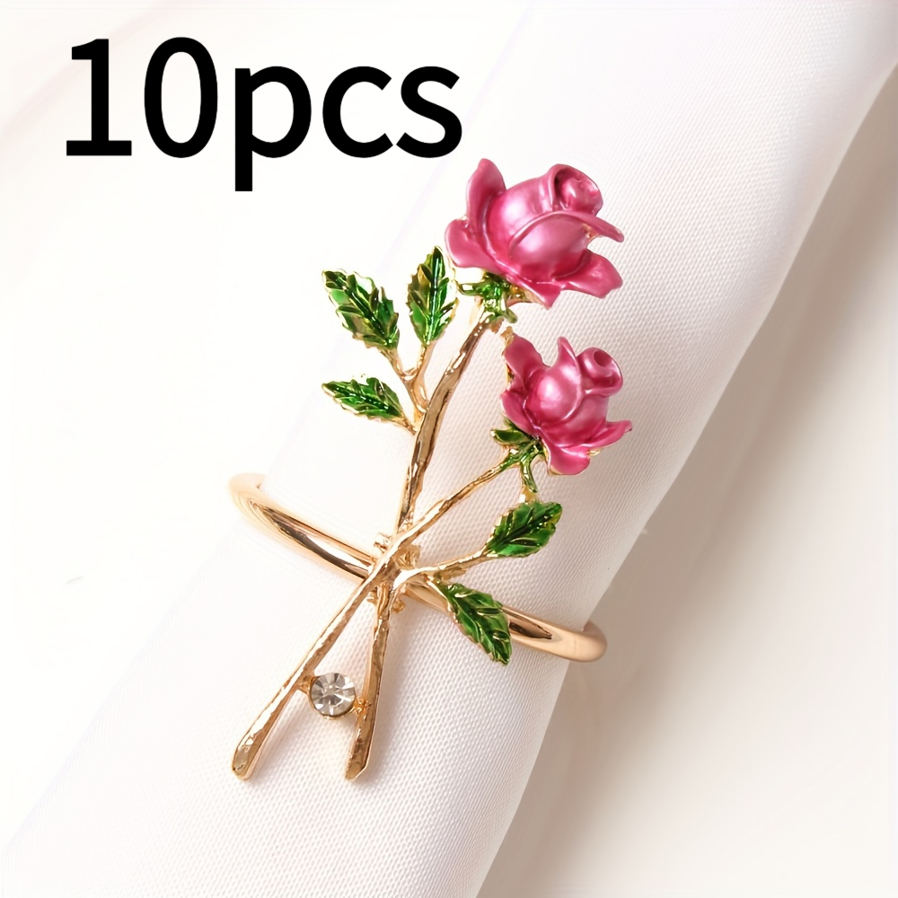 Metal Rose Napkin Holder - Elegant Wedding, & Valentine's Day Napkin Clip, Table Accessory For Birthdays, Banquets, For & Hotel Decor - Decorative Napkin
