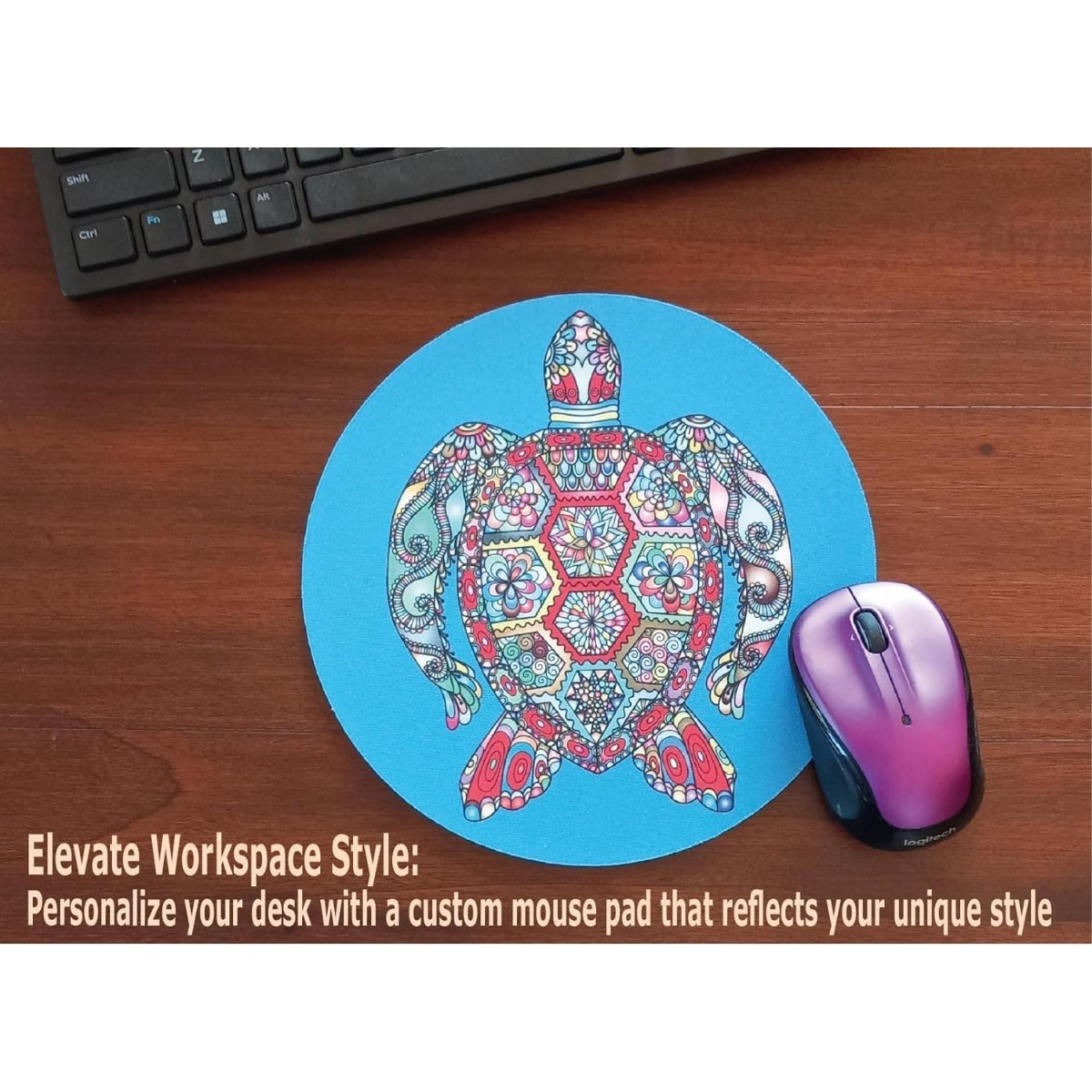 TEMU Customizable Round Mouse Pad - Personalized With Photos/text/logo, Non-slip Rubber Base, Large Durable Desk Mat For Gaming & Office, Unique Gift