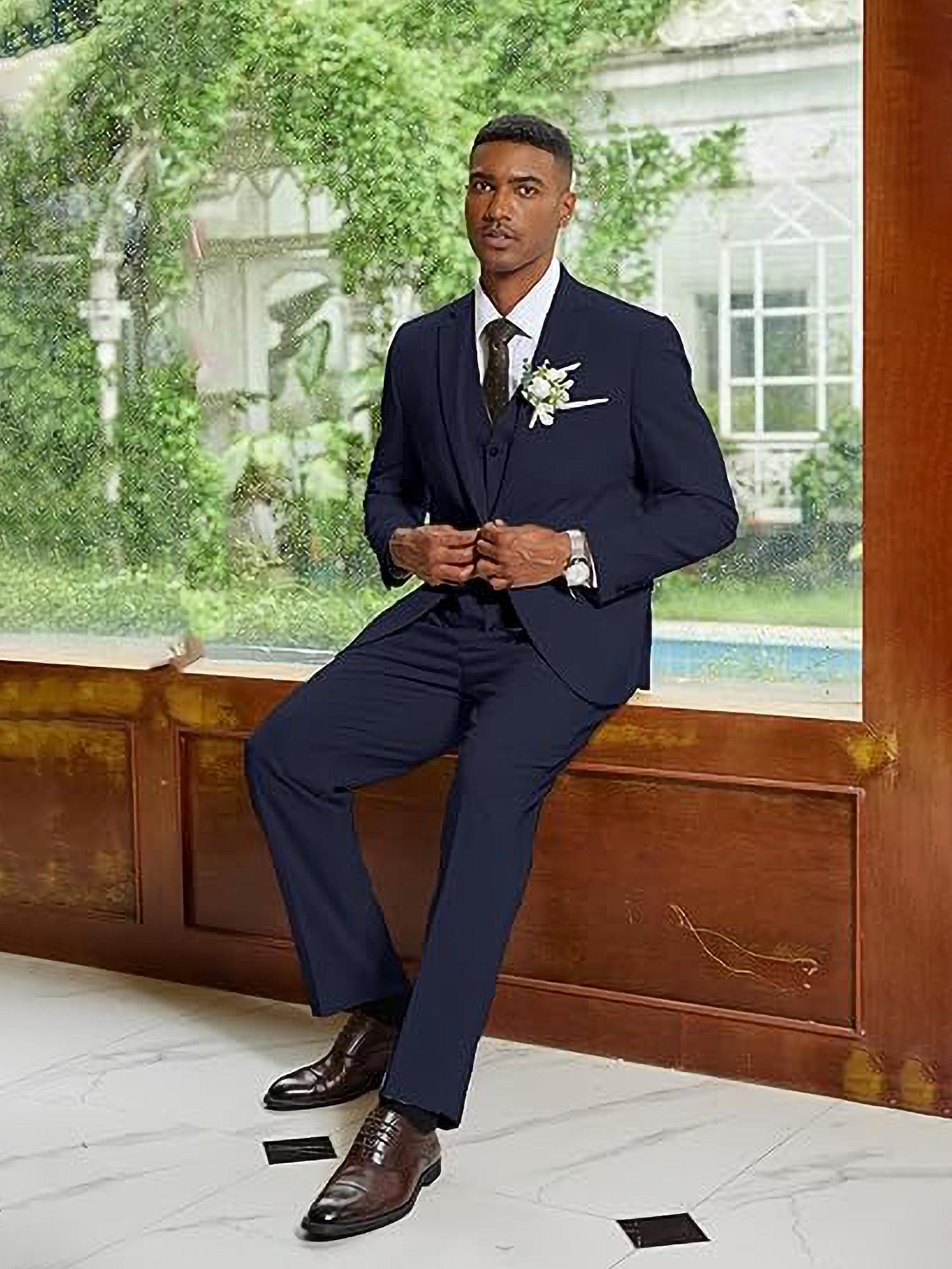 conjunto lino hombre piezas chaqueta casual chaleco Temu