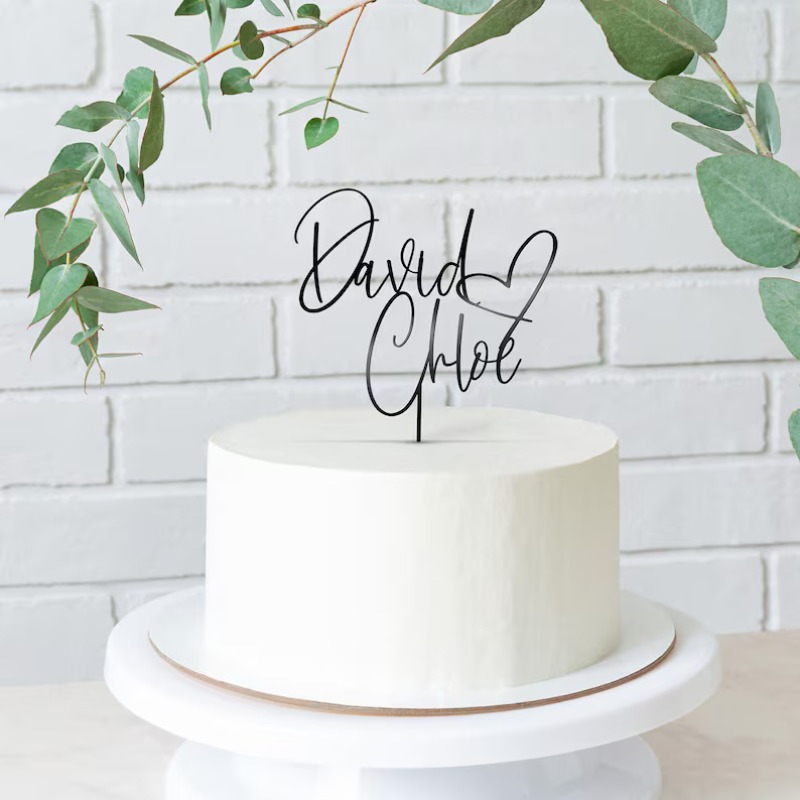 Image of 1pc Customizable Luxurious Wedding Cake Decoration, In Multiple Colors, Made Of Acrylic, No Power Supply Required, Suitable For Occasions Such As Birthdays, Weddings, Anniversaries, Etc.