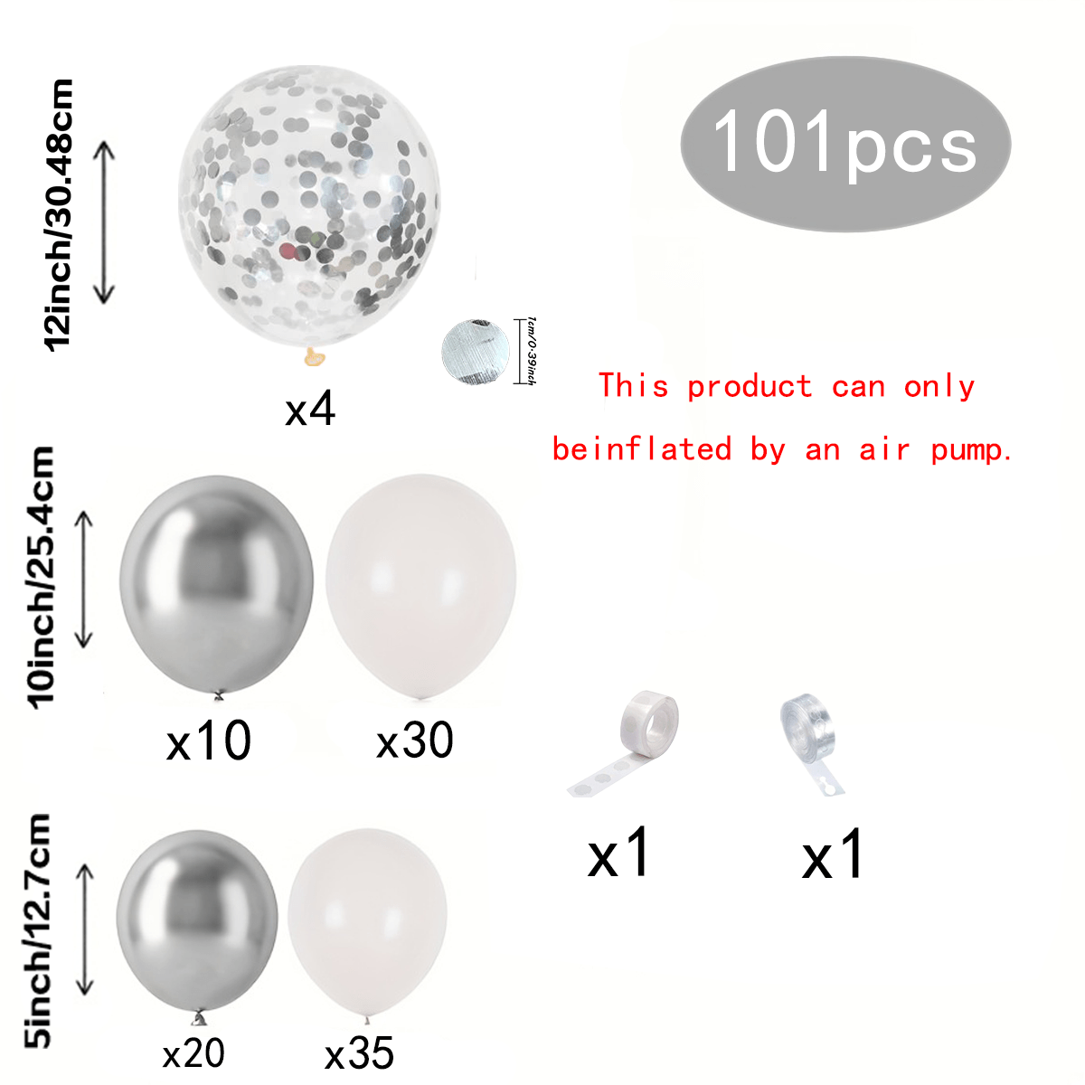 TEMU 101pcs White And Silvery Latex Balloons - Party Decoration, Wedding, Engagement, Bridal Gift Party, Shower, Birthday Party, Anniversary,