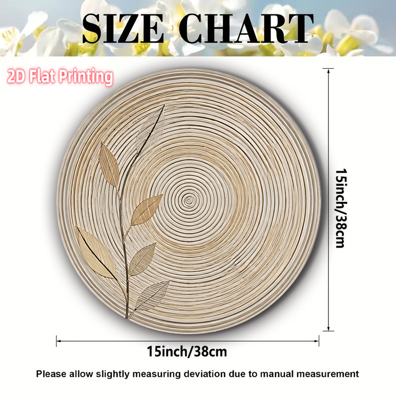 TEMU 2d Flat 4pcs 38cm Exquisite Placemats - Rustic Spiral Leaf Accent Beige Theme Design, Anti-slip And Heat-resistant, Washable And Durable Round