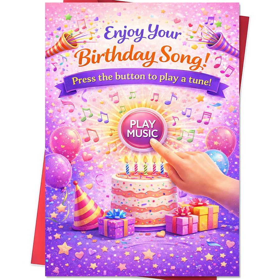 TEMU 1pc Greeting Card And 1pc Envelope. 2d Flat Music-themed Birthday Card, Holiday Card, Gift For , Suitable For Celebrations, Christmas Gift